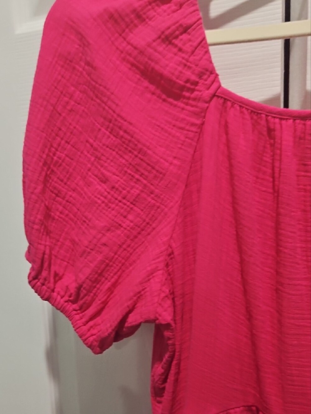 Universal Thread Hot Pink Puff-Sleeve Tiered Dress - Picture 7 of 11